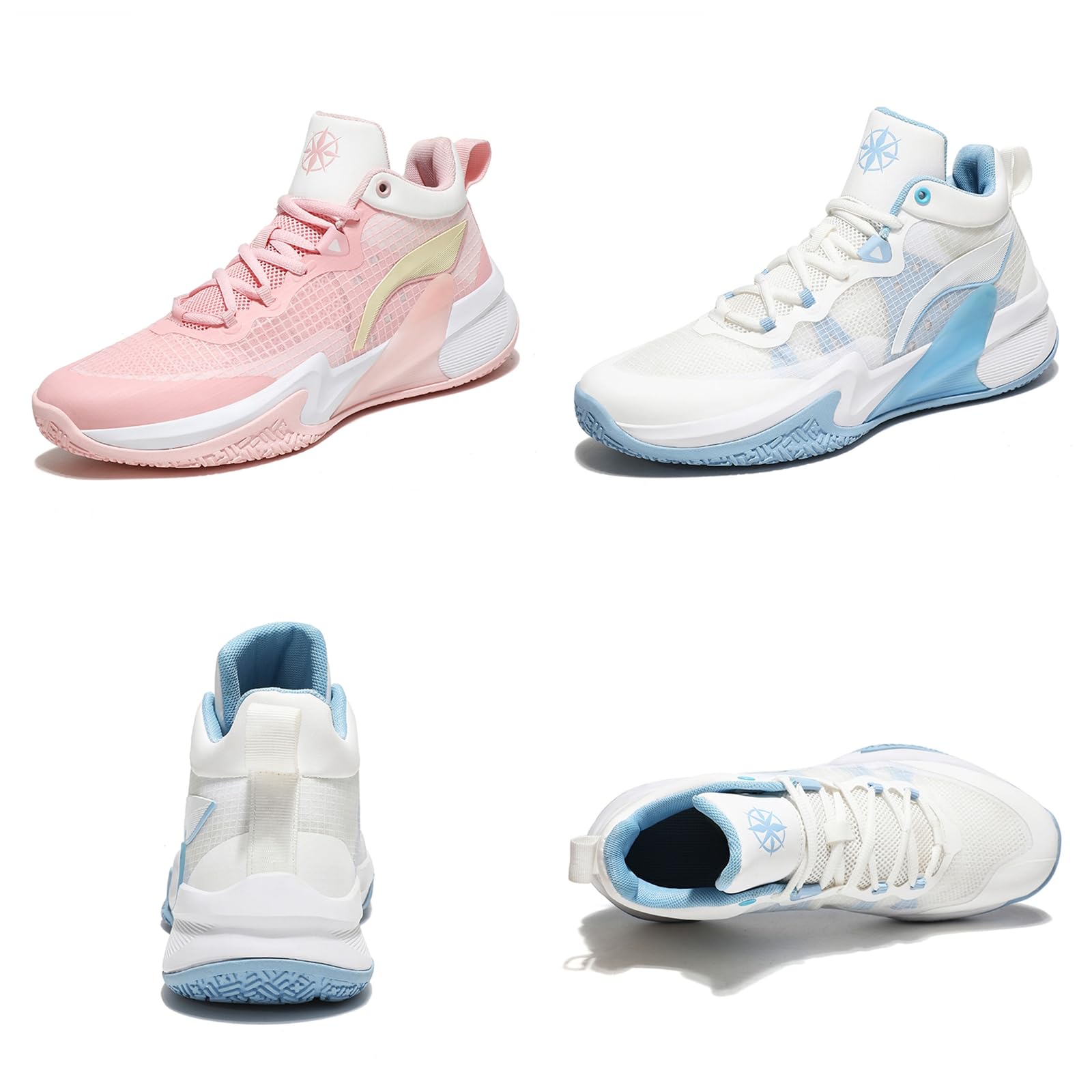 Zapatillas de Baloncesto Hombre Altas Protección Tobillo | Zapatillas de Baloncesto Hombre Altas Blanco Azul Protección Tobillo TPU Amortiguación