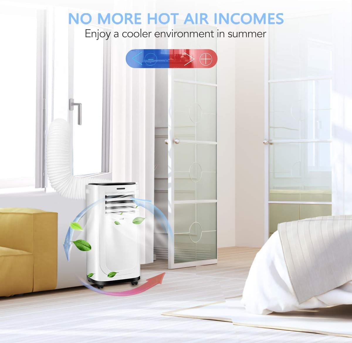 AGPTEK 400CM Tissu de Calfeutrage Fenêtre pour Climatiseur Mobile Sèche-Linge et Déshumidificateurs, Kit Joint de Fenêtre Étanche Installation Facile avec Fermeture à Glissière et Ruban Adhésif