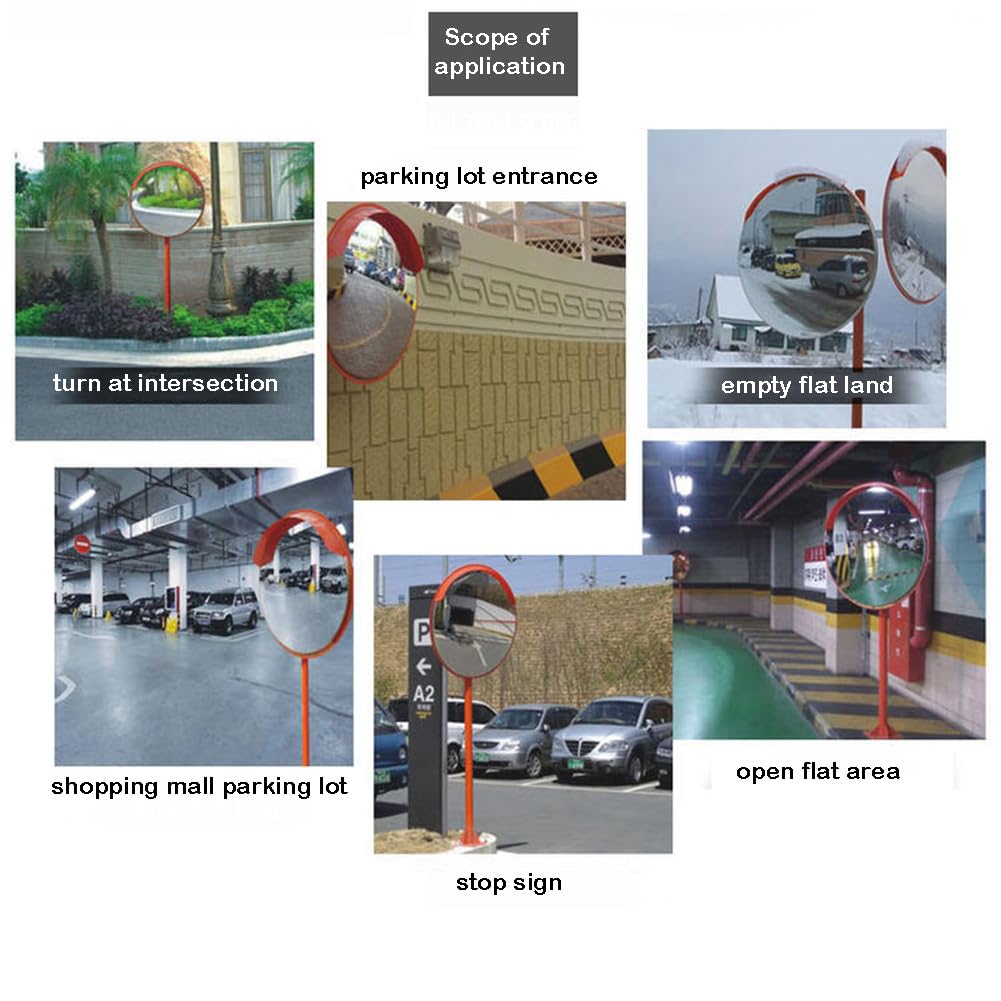 Mirror De Seguridad En La Carretera, Espejo De Seguridad Parabólica, Espejo De Tráfico Convexo, Espejo De Punto Ciego Ajustable, Espejo De Seguridad Al Aire Libre Para La Entrada,60cm
