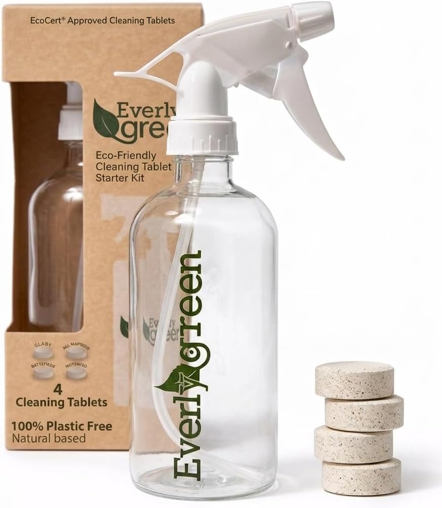 Eco Tabs Multi Surface Cleaner Concentrate – All Purpose Cleaner Concentrate Refill Kit Includes 4 All Purpose Cleaner Tablets + Multi Surface Cleaner Spray For Kitchen, Bathroom & Glass