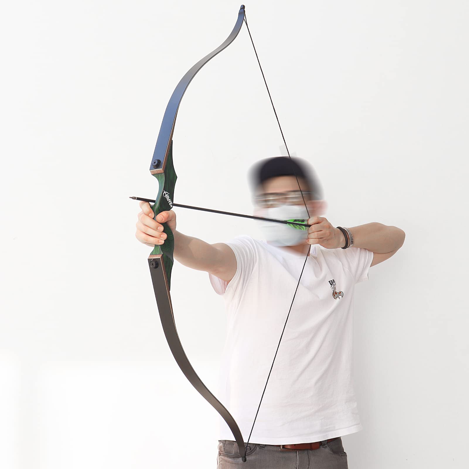 60 Zoll Black Hunter Recurve Bogen Linke Hand Sportbogen Set Erwachsene 20-60lbs Takedown Recurvebogen Set Holz Riser Bogen Für Jagdbogen