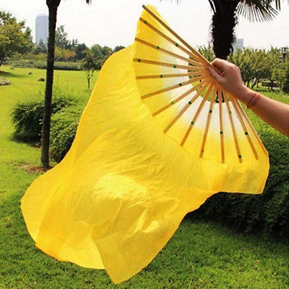 Abanicos largos de seda de bambú para danza del vientre hechos a mano - Rosa