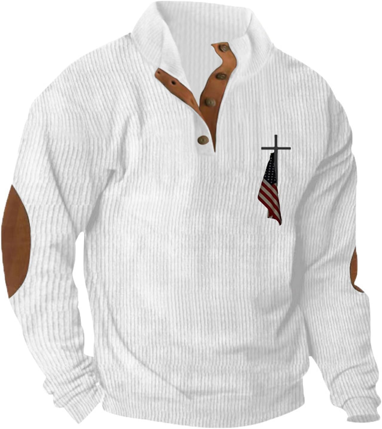 Men’s USA Flag Graphic Sweatshirts American Patriotic Button Stand Collar Long Sleeve Pullover, S-3XL Men’s USA Flag Graphic Sweatshirts American Patriotic Button Stand Collar Long Sleeve Pullover, S-3XL