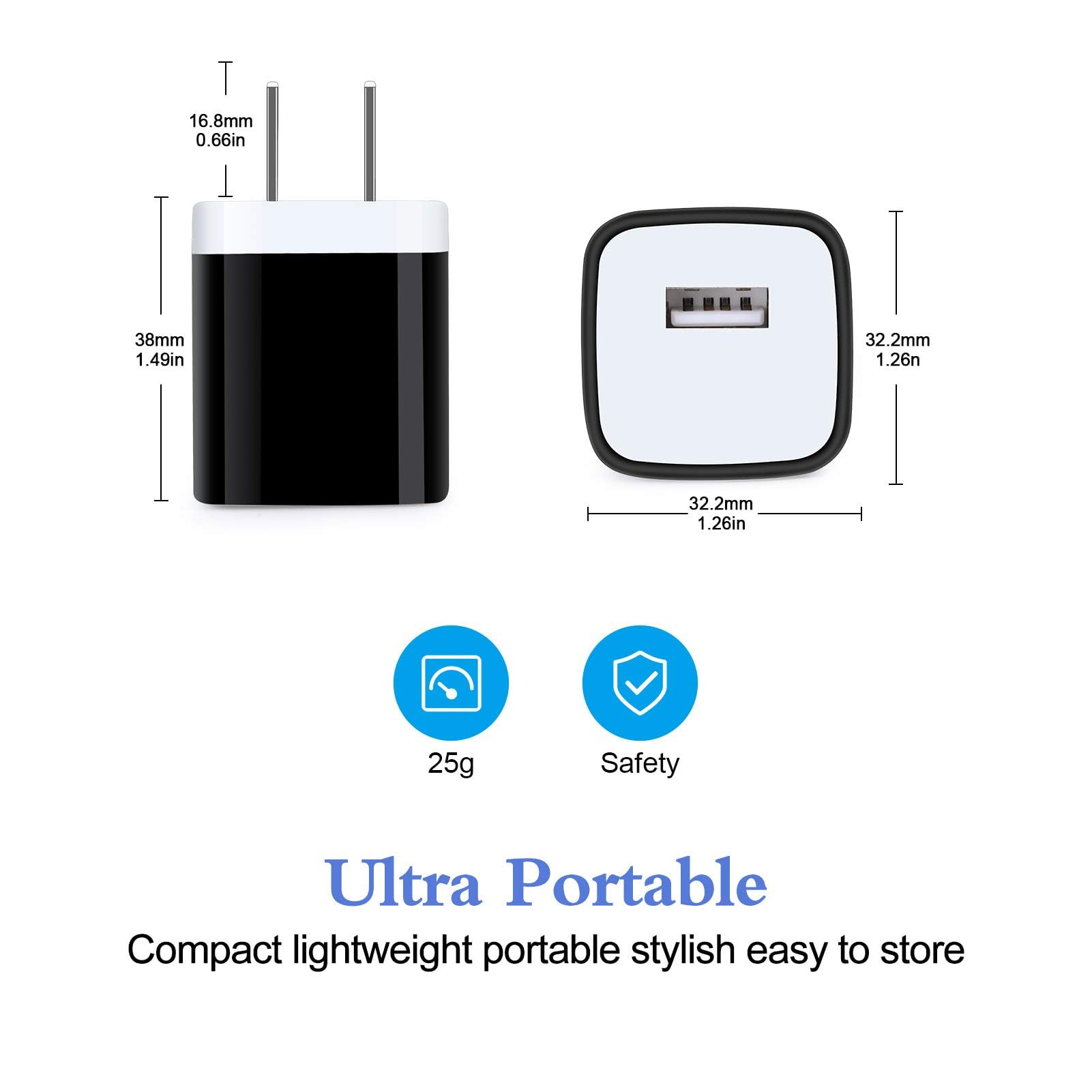 Caricatore da parete tipo C, blocco di ricarica 5 V/1 A, blocco di ricarica da parete, mattone cubo con cavo USB C da 1,8 m, cavo di ricarica tipo C per Samsung Galaxy S24 S23 Ultra S22 Ultra 5G S22