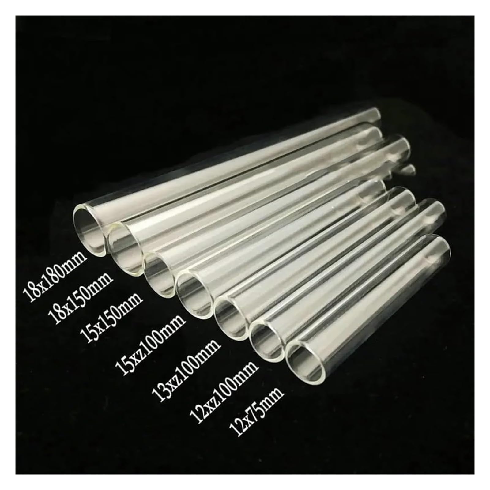 Przezroczyste szklane probówki, Szklana probówka z okrągłym dnem i korkiem, średnica 12-30 mm, długość 75-200(15x100mm 50pcs)