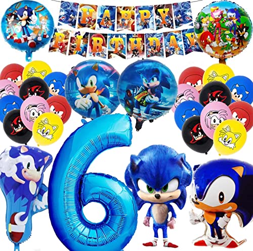Decoracion Cumpleaños Sonico Globos,Sonico The Hedgehog Fiestas Decoración,Sonico de Tema de La...