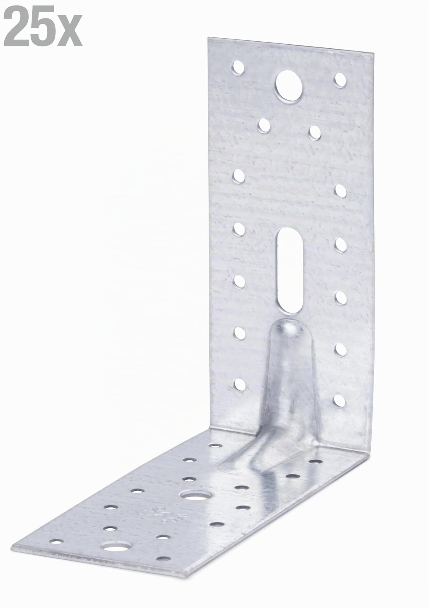 Alberts 867560 Escuadra reforzada con nervio, Galvanizado Sendzimir, 150 x 150 x 65 mm, Juego de 25