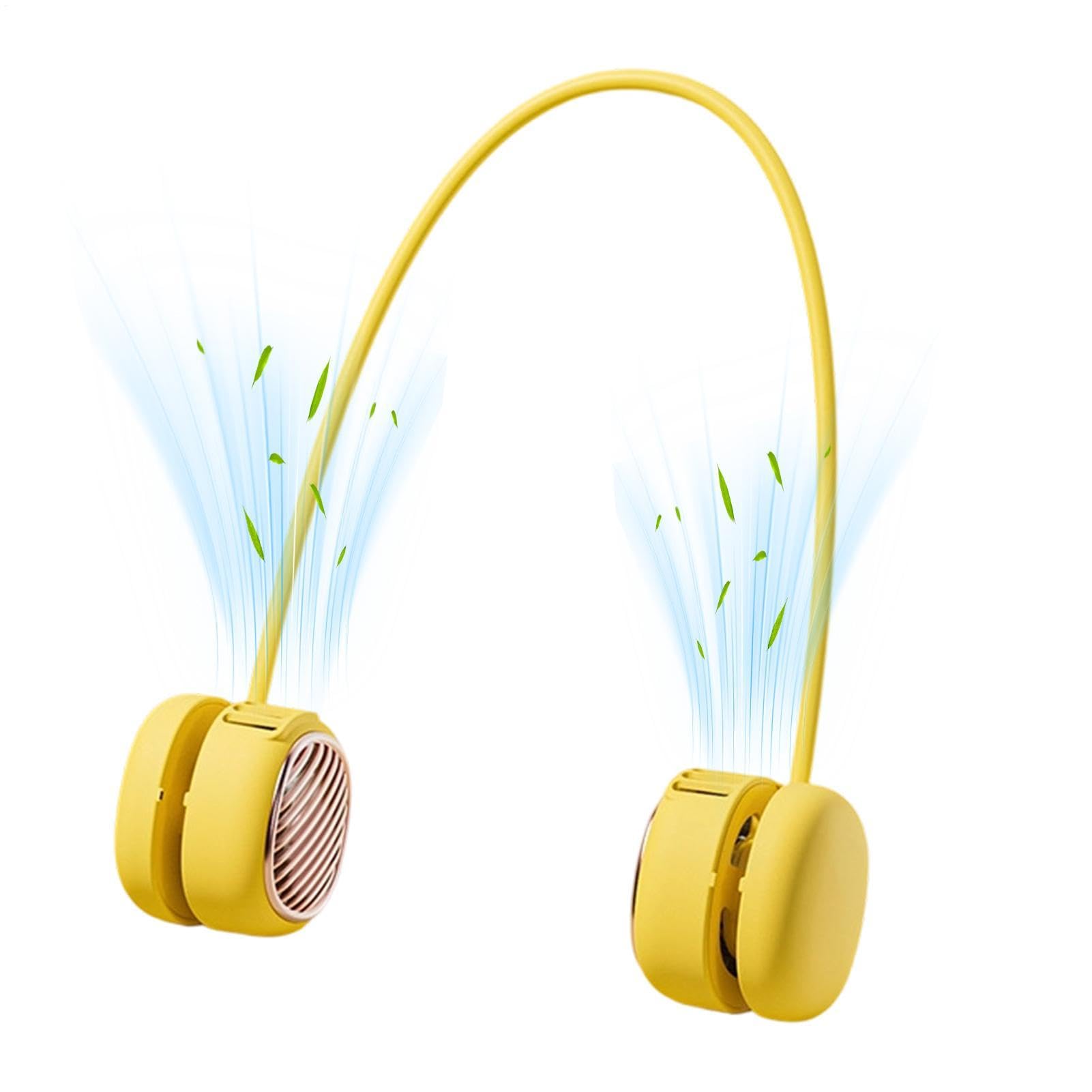 Générique Ventilatore da collo portatile, a 5 velocità, silenzioso, attrezzatura portatile, ricaricabile, per viaggi estivi, campeggio, crociera all'aperto