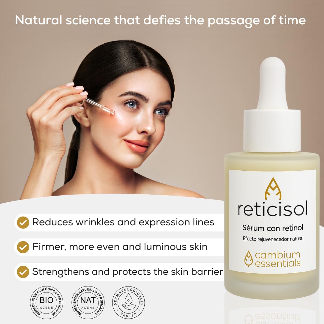 Reticisol Verjüngendes Serum von Cambium Essentials, natürliche Formel mit Retinol 0,3 %, regeneriert die Textur, reduziert Falten und feine Linien, stimuliert die Kollagenproduktion