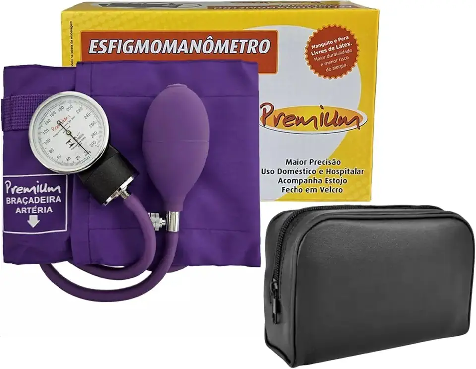 Premium Aparelho de Pressão Manual Esfigmomanômetro Roxo Adulto com Estojo