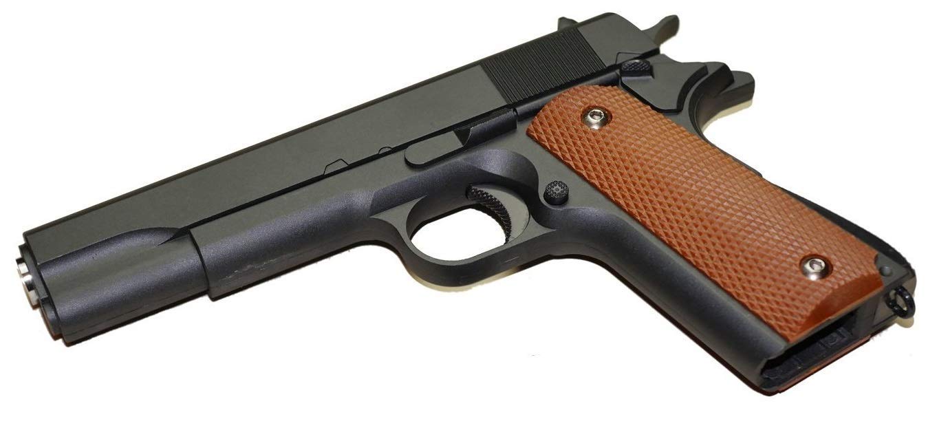 KOSxBO Pistolet Airsoft 0,5 joule en métal massif noir – Calibre 6 mm BB avec munitions BBS Premium