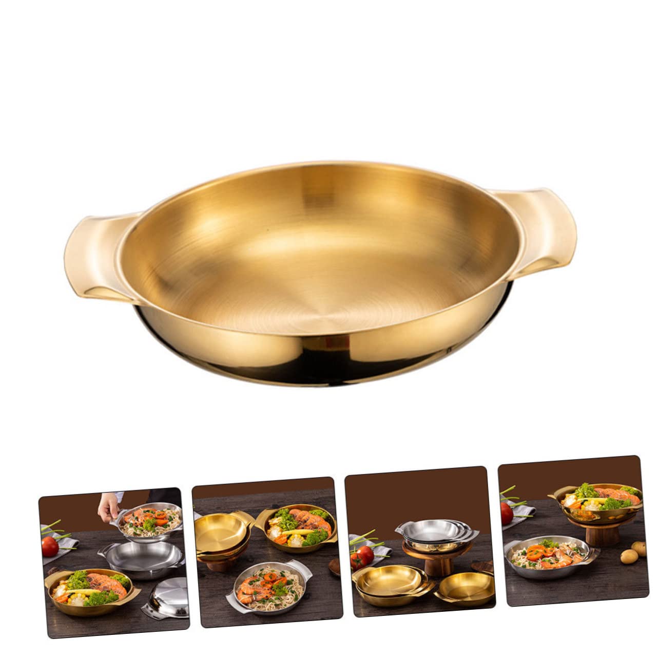 STOBAZA Stock Pot Instant Noodles Korean Style Pot Multi-use Cooking Pan Stainless Steel Washable Food Pan