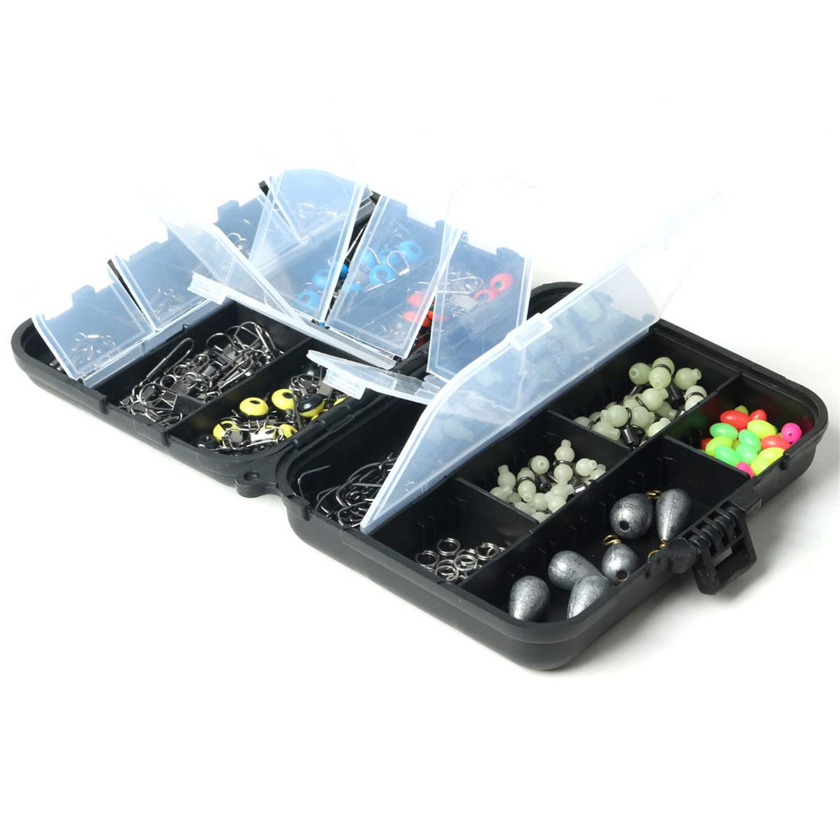 Lot de 251 accessoires de pêche avec perles et crochet pivotant
