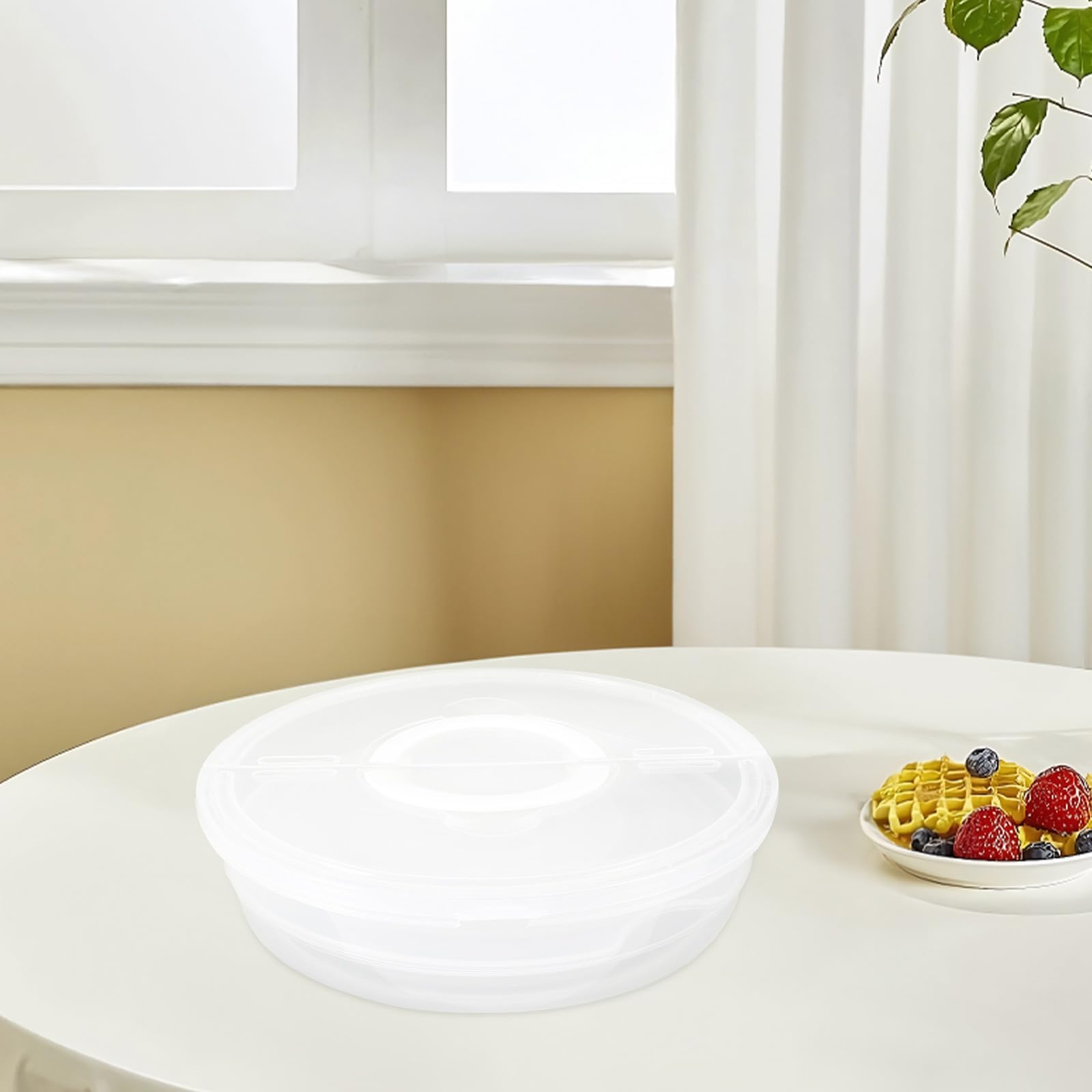 BESTOYARD 2 Stück Lebensmittelaufbewahrungsbehälter mit Deckel und Griffen Kunststoff Vorratsdosen für Kuchen Pizza Tortillas Kühlschrank und Mikrowellengeeignet Stapelbar