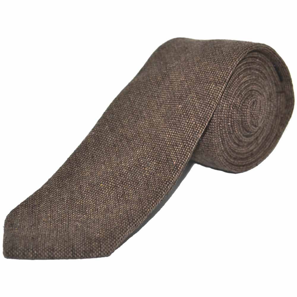 King & Priory Highland Weave Hessian Brown Tie, Necktie
