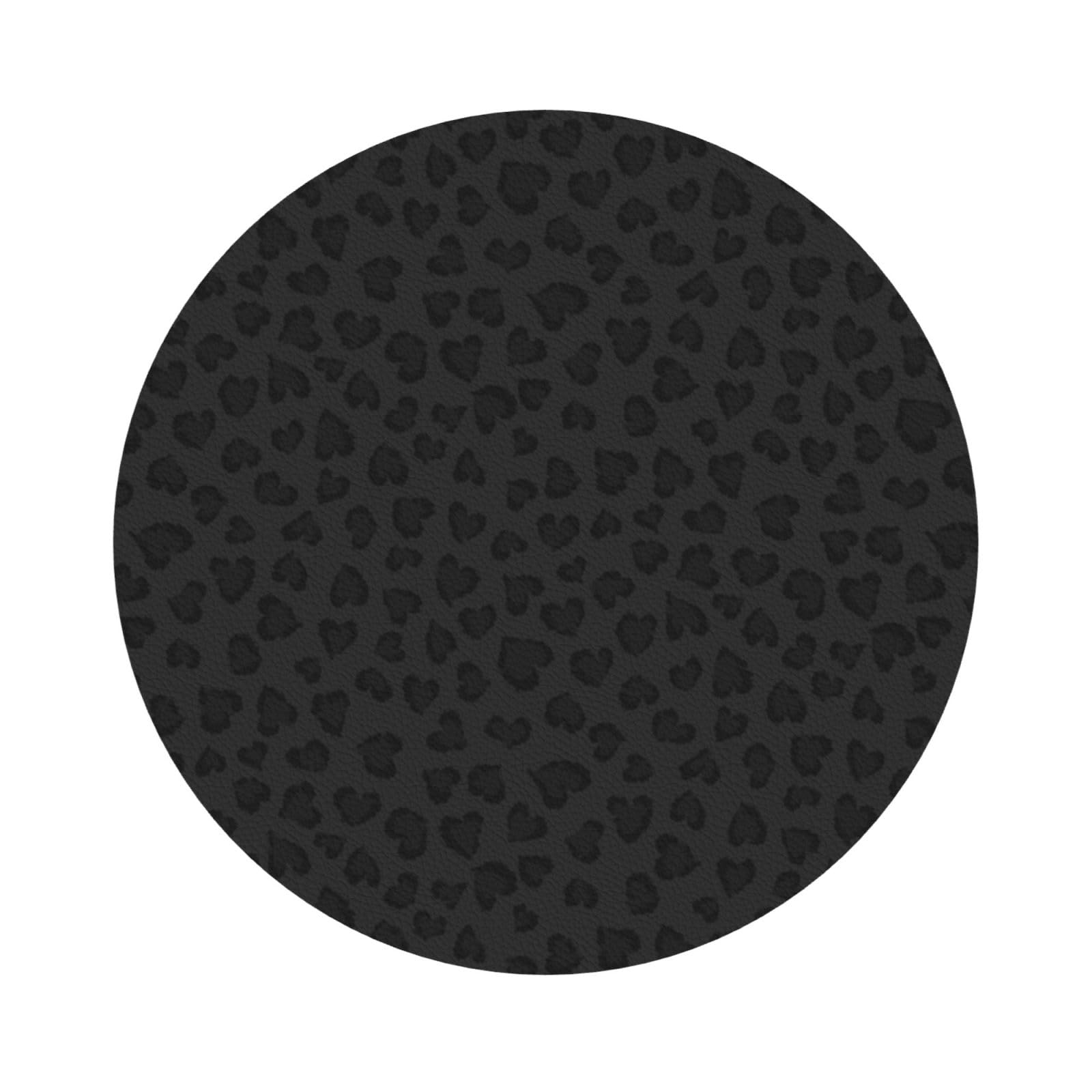 Leopard Pattern PU Leather Coasters Set of 6 Round Drink Coasters