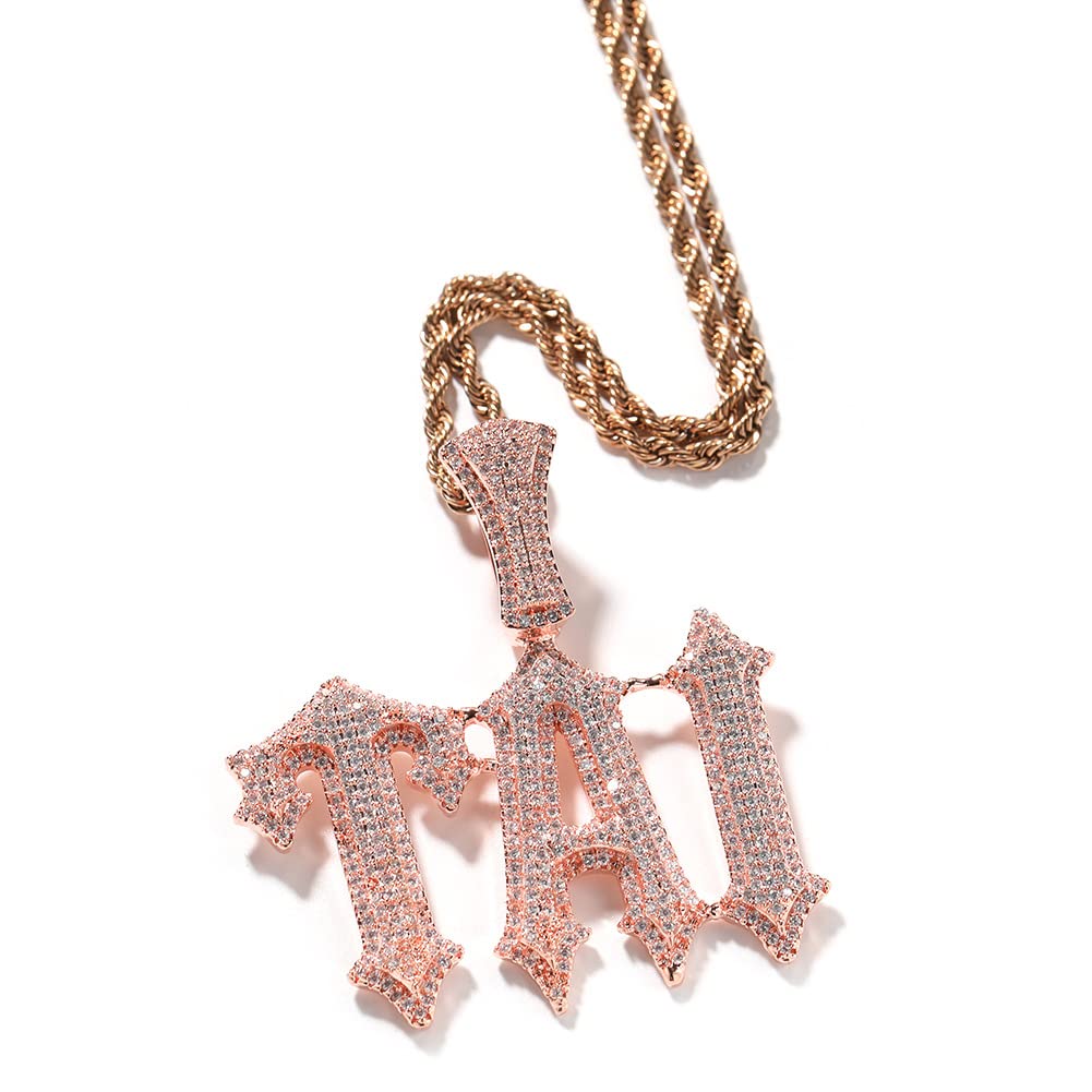 Collar con Nombre Personalizado Colorido Diamante Simulado Iced Out Cadena para Hombres Hip Hop Collar de Letras Personalizado Chapado en Oro de 18K Colgante de A-Z Nombre con Cadena de Tenis