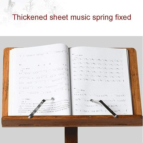 Miniatura 9 de Miwayer Soporte de música de conductor de bambú, altura ajustable, plegable, con placa ancha de madera (soporte de fibra de carbono)