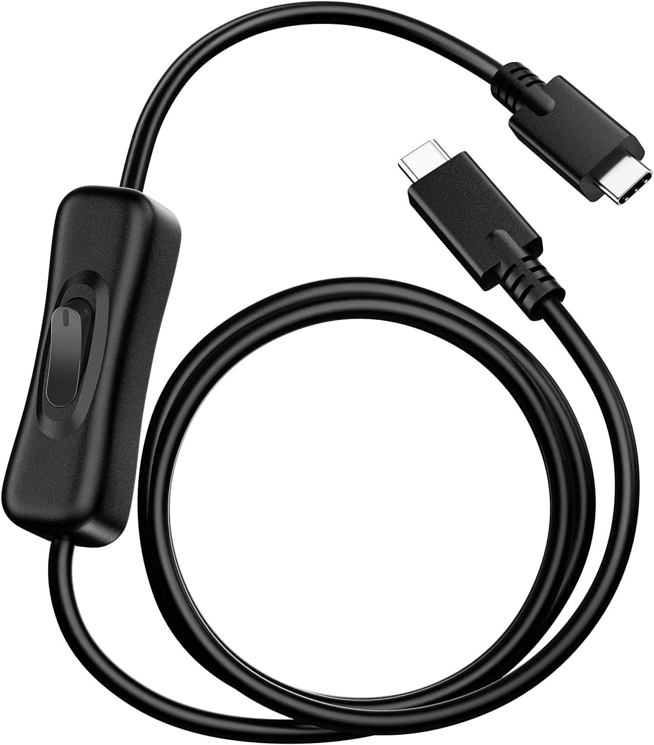 RIITOP USB Type-C On Off Switch Cable [3.3ft], USB 3.1 C to C Cable with Switch Support Video/Data and 20V/3A PD Fast Charging [10Gbps]