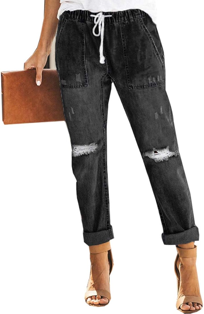 relaxed fit distressed jeans