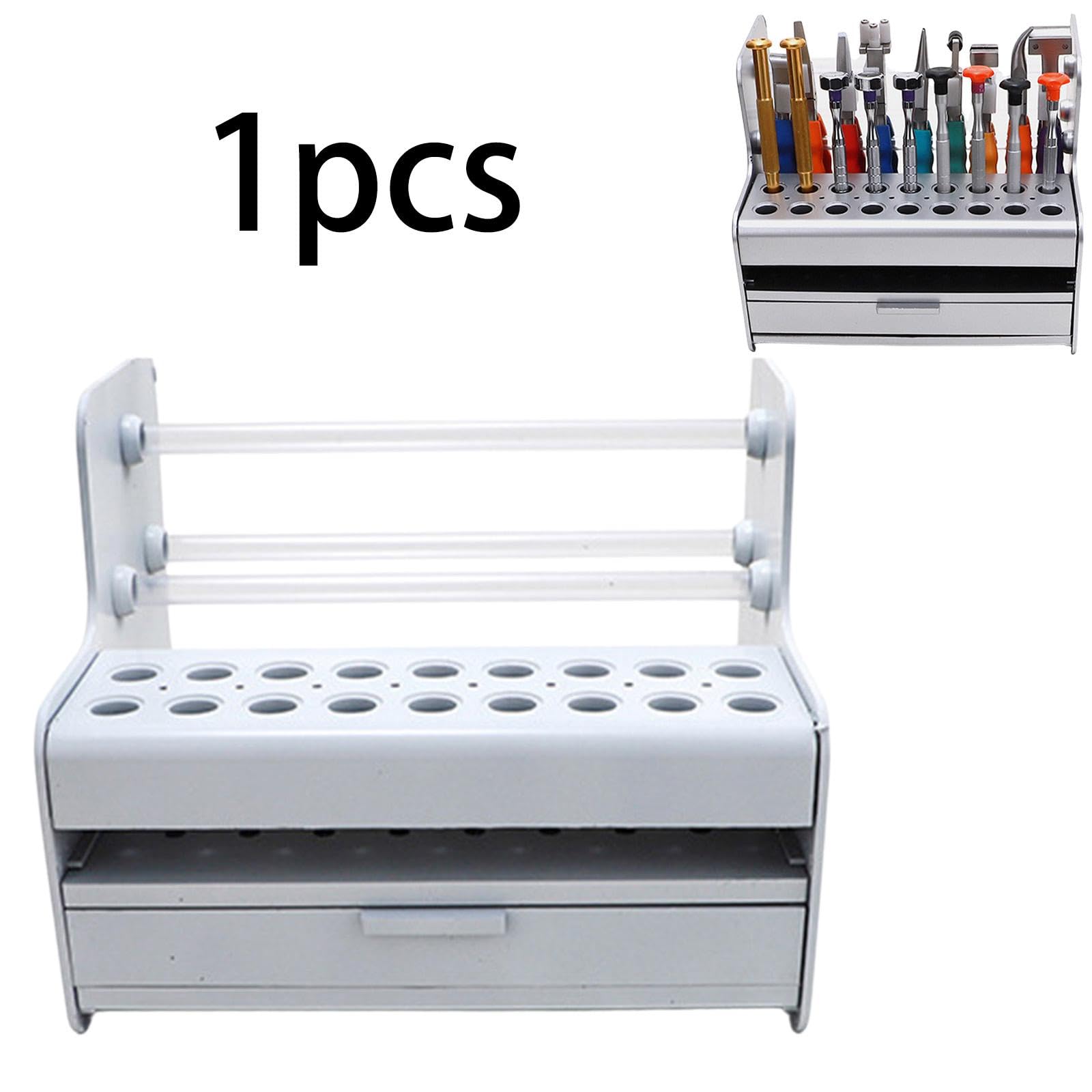 Soporte para Destornilladores Como Organizador de Herramientas Compacto, Soporte de Almacenamiento con Cajón Y Orificios Distribuidos Uniformemente Pa, Blanco