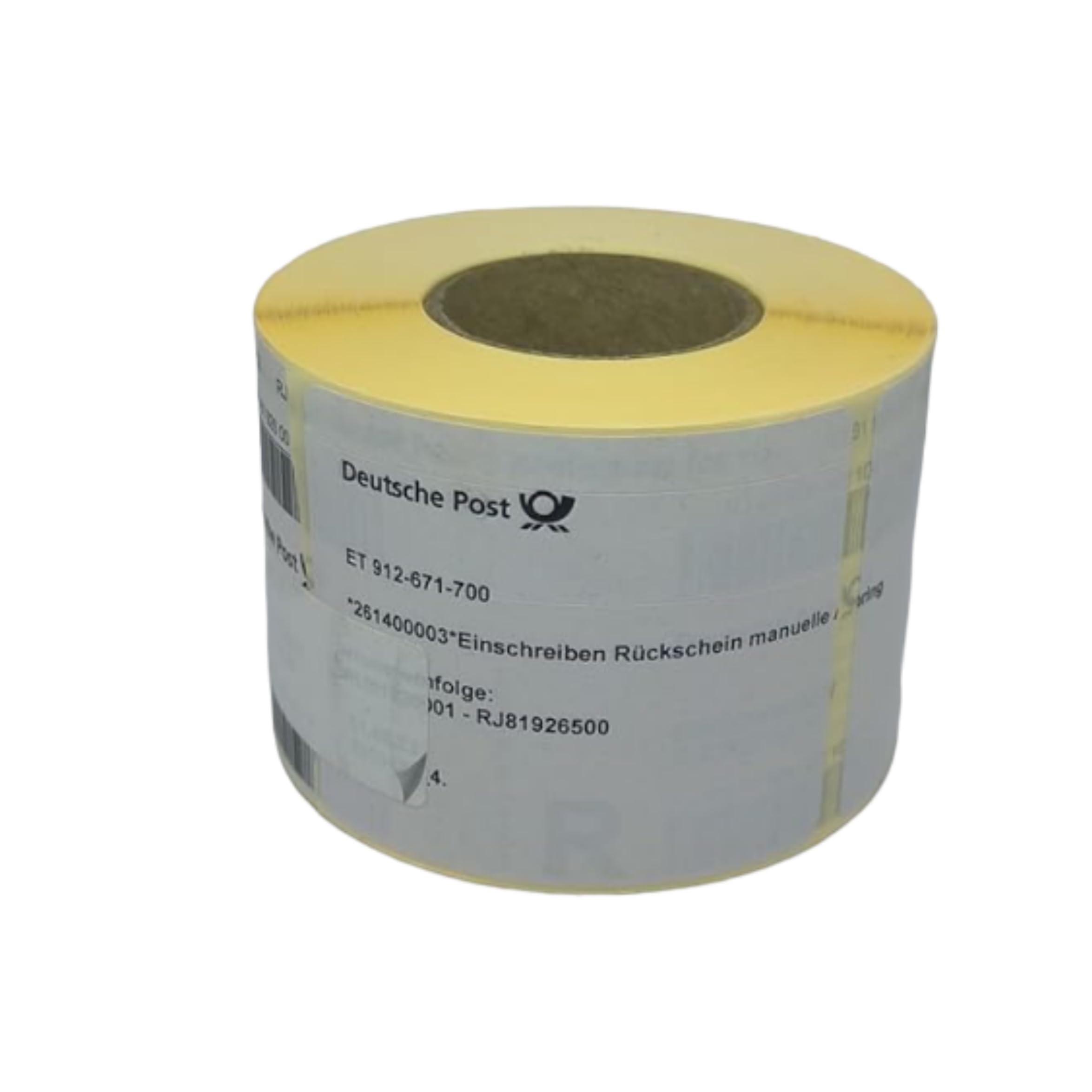 Deutsche Post (Return Return Label National Roll with 500 Pieces), White with Yellow Trim