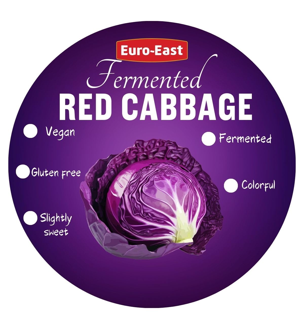 Euro-East Fermentierter Rotkohl 6er Pack im Glas | Hervorragende Ergänzung zu einer Vielzahl von Gerichten | Reich an Antioxidantien, Vitamin C und E | 6 x 460 g