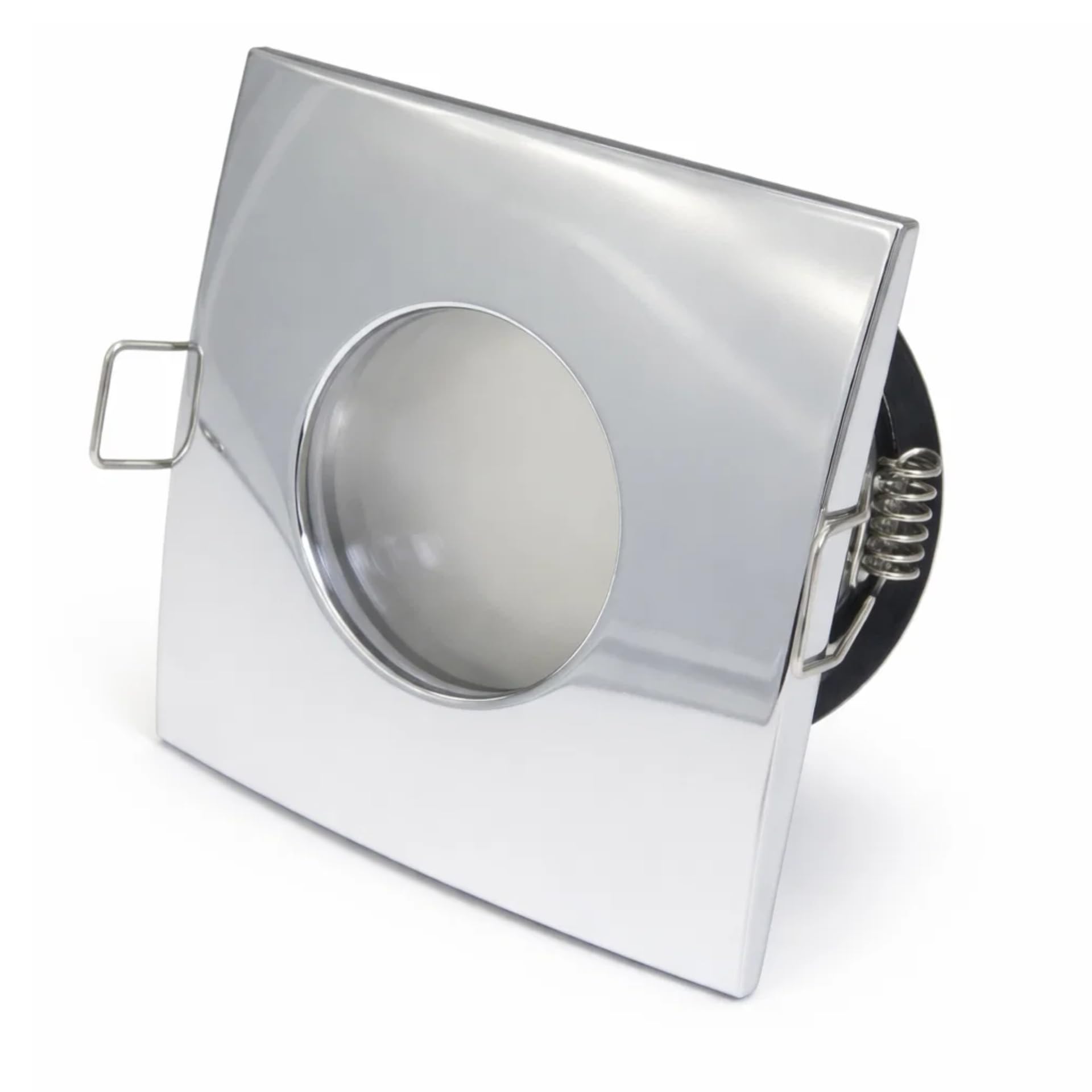UKEW LED Downlights Ceiling - IP44 Rated LED Downlights for Bathroom GU10 Square Ceiling Spot Lights - Sleek Polished Chrome LED Lighting for Home | Pack of 4