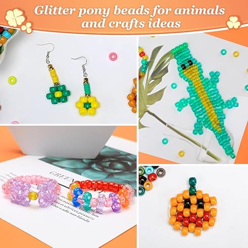 Miniatura 2 de Cuentas de poni grandes al por mayor de 2.5 libras (0.236 x 0.354 in), cuentas de poni con purpurina de fácil almacenamiento a granel, más de 4500