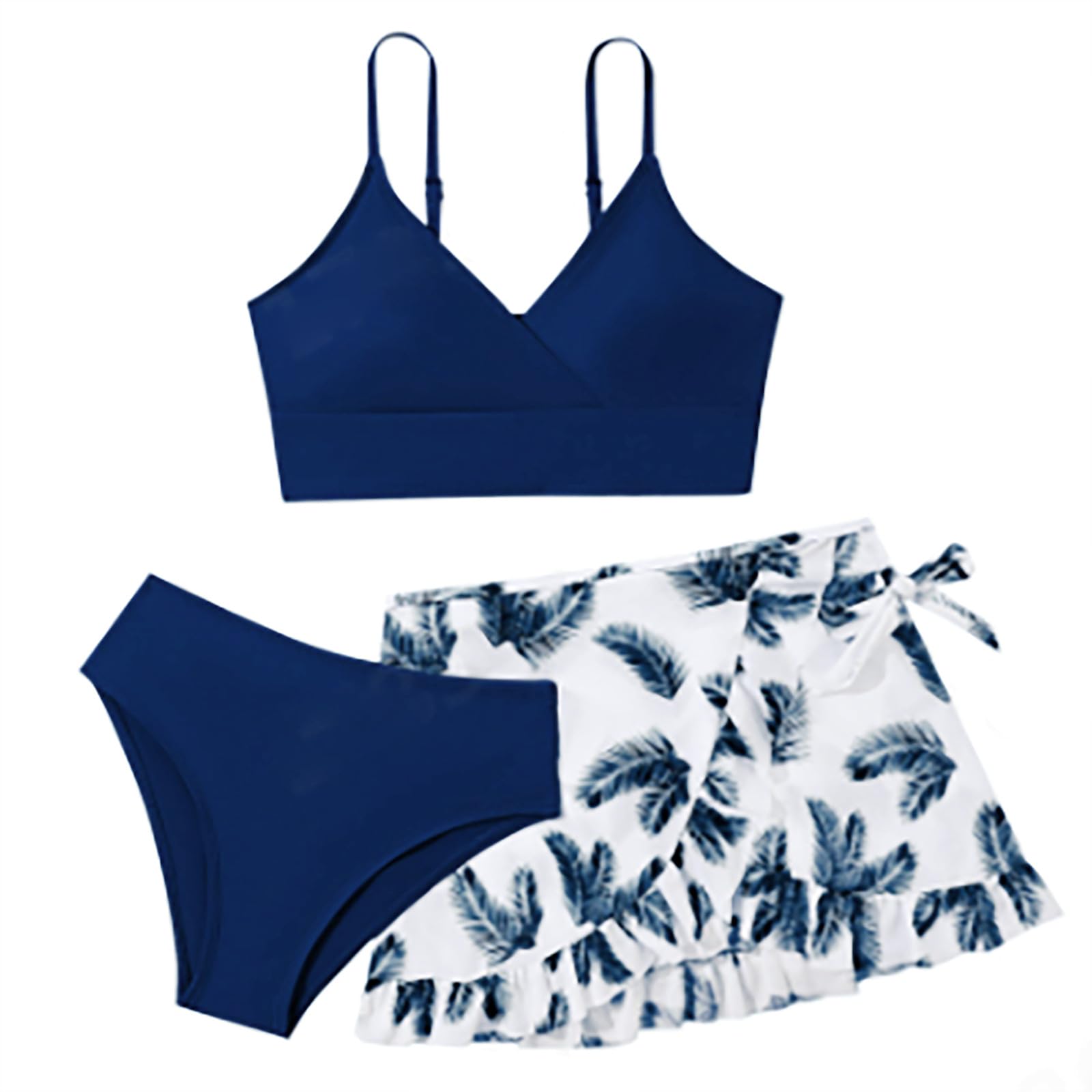 Maillots de Bain FilleEnsemble Maillots de Bain Bikini Filles 8-16 Ans Maillot de Bain avec Cache-Maillots et Sarongs Ados Fille Piscine Natation Vacance Été
