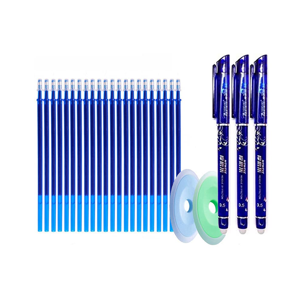 25Pcs Erasable Roller Pen Quick Drying Pen with Eraser Refillable Pen 0.5mm Tip for Kids Students Gift School Office Stationery