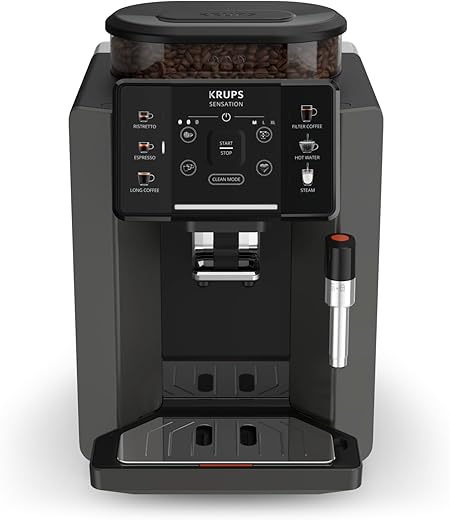 DE BESTE KRUPS EA9108 SENSATION VOLAUTOMATISCHE ESPRESSOMACHINE IN KOOL/ZWART: GEBRUIKSVRIENDELIJK, GEMAKKELIJK TE ONDERHOUDEN EN MET VERLICHTINGSWAARSCHUWINGEN