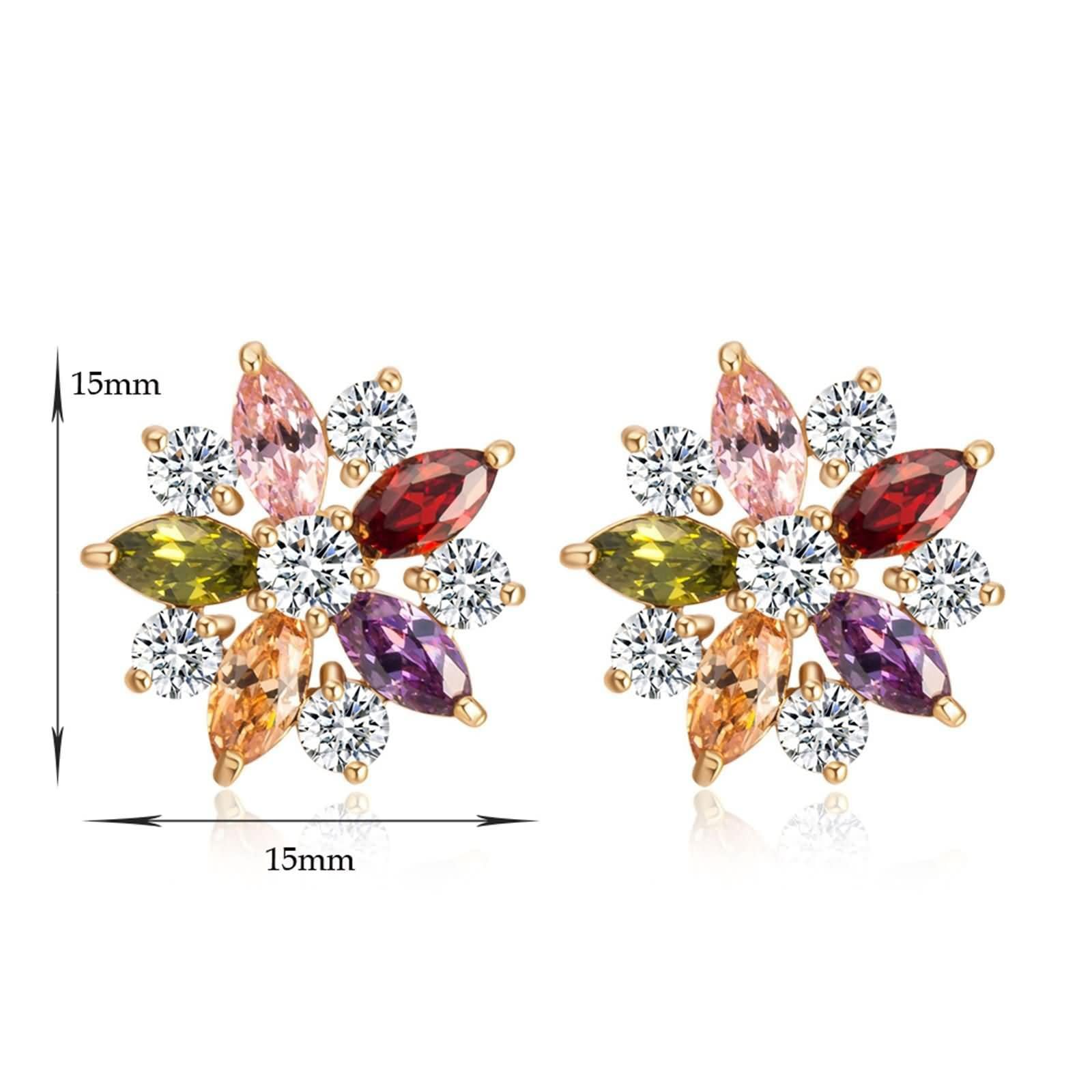 Aretes de Oro 9K / 14K / 18Kt para Mujer, Flor con Moissanita, Pendientes Oro Mujer