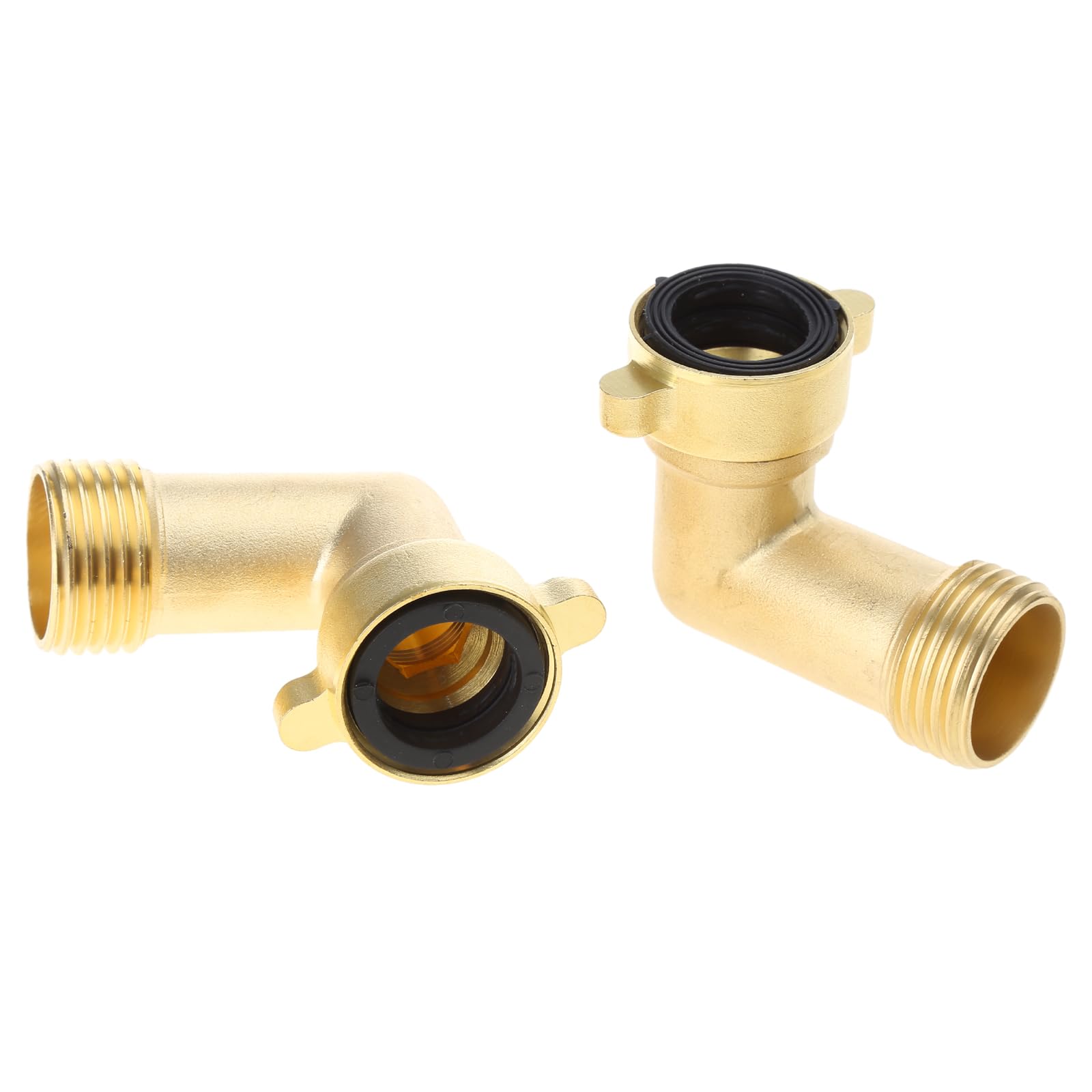 Gomito 90° Per Tubo Da Giardino 3/4'' In Ottone Massiccio | Adattatore Maschio-Femmina | 2 Pezzi Con Rondelle Antigoccia - 4
