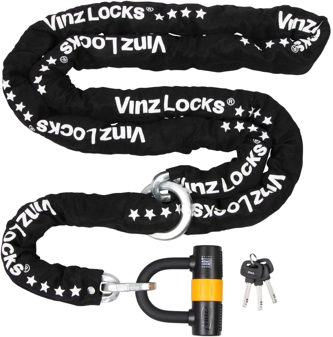 Vinz Chain Lock Loop Chain Locker Motorcycle Lock Scooter Lock U-Lock 3m 300 cm x 10.5 mm, black