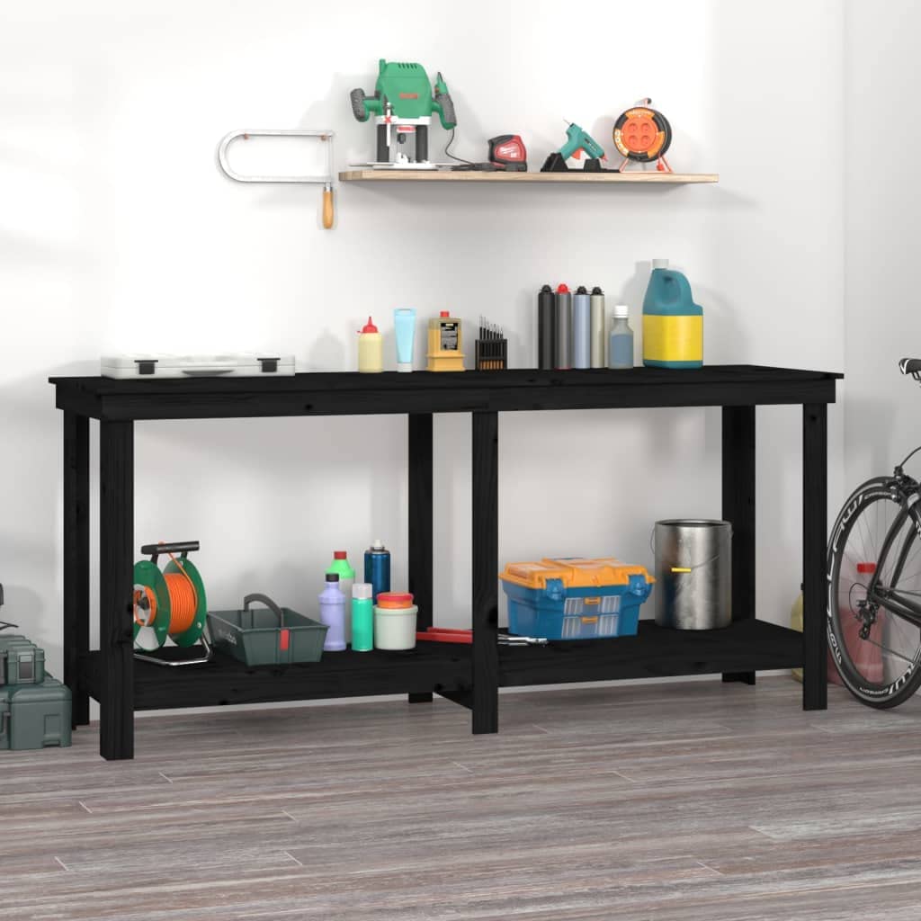 Genérico Banco de Trabajo de Madera Maciza de Pino Negro 180x50x80 cm,Bricolaje,Accesorios de Bricolaje,Organización y Almacenamiento de Herramientas,Mesas de Trabajo,822515