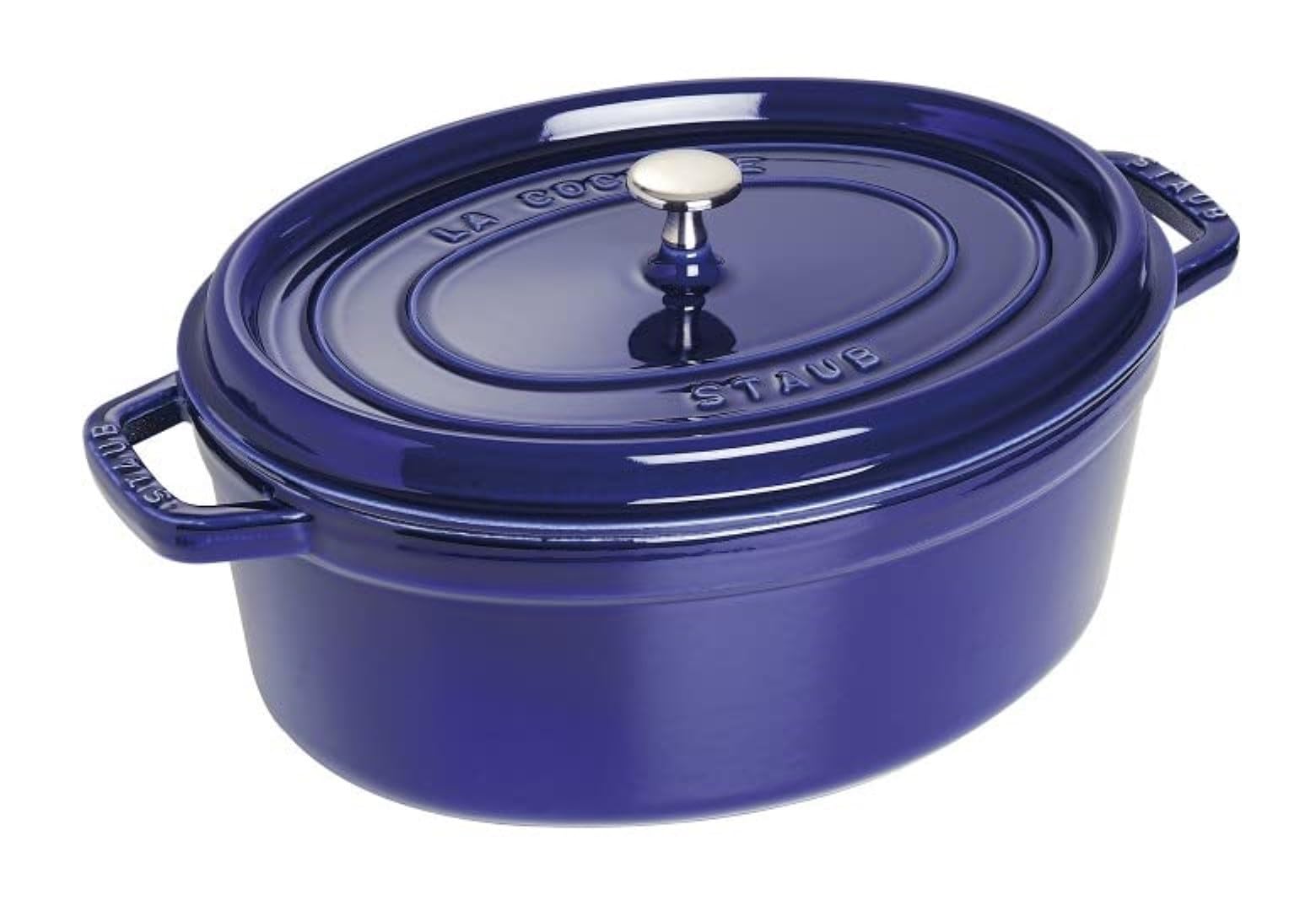 STAUB Cocotte, Gusseisen Bräter, Alle Herdarten inkl Induktion, Oval 33 cm, 6,7 L, Dunkel-Blau