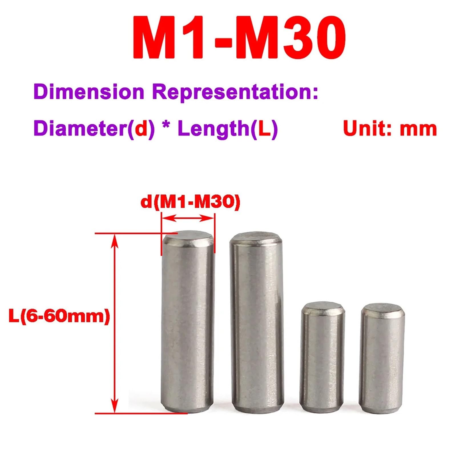 Perni cilindrici di posizionamento dei rulli for acciaio for cuscinetti M5 - M9(5pcs M9X14)