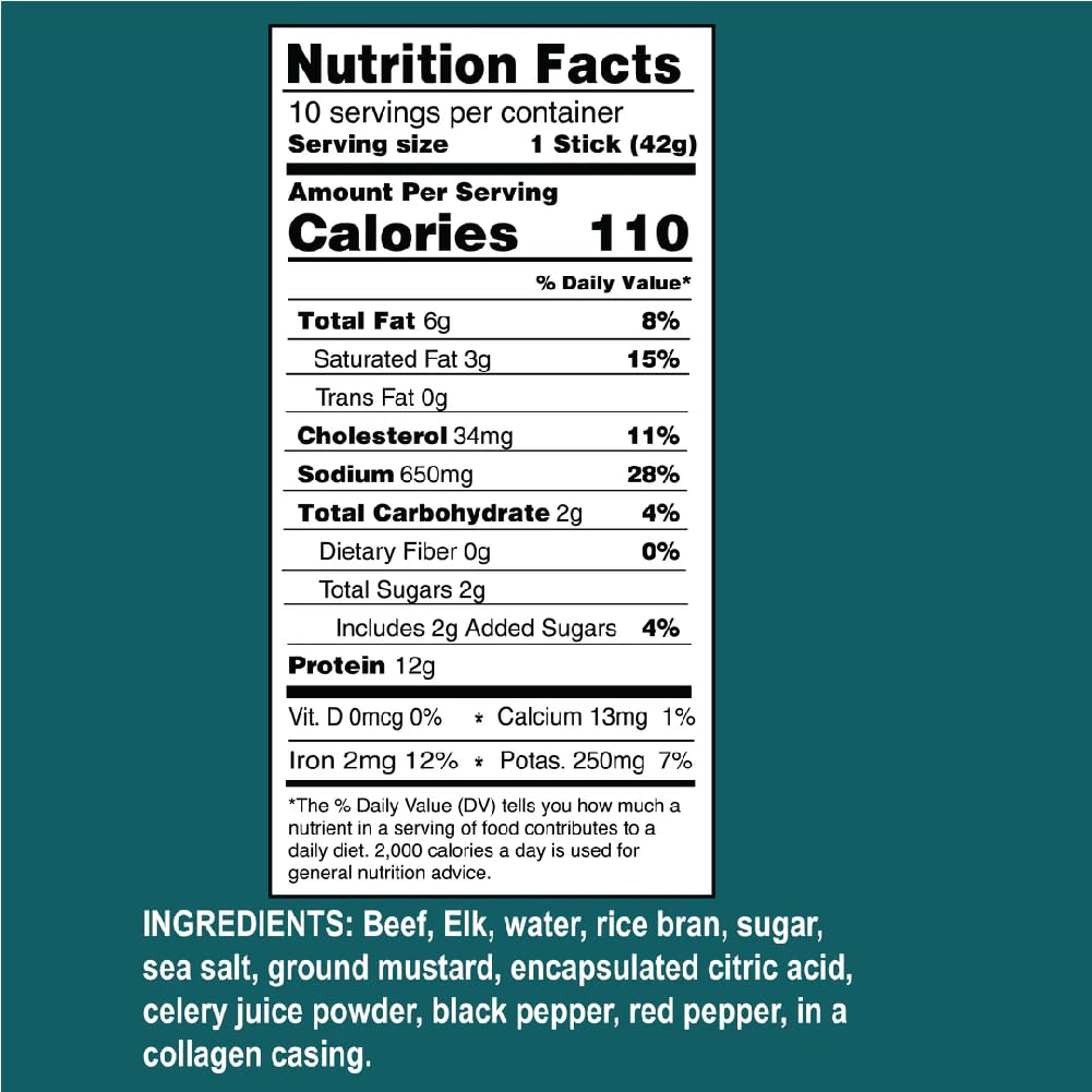 Ostrim (1.5oz) Beef & Elk High Protein Snack Stick, (Sweet & Spicy Flavor), (1 Pack of 10)