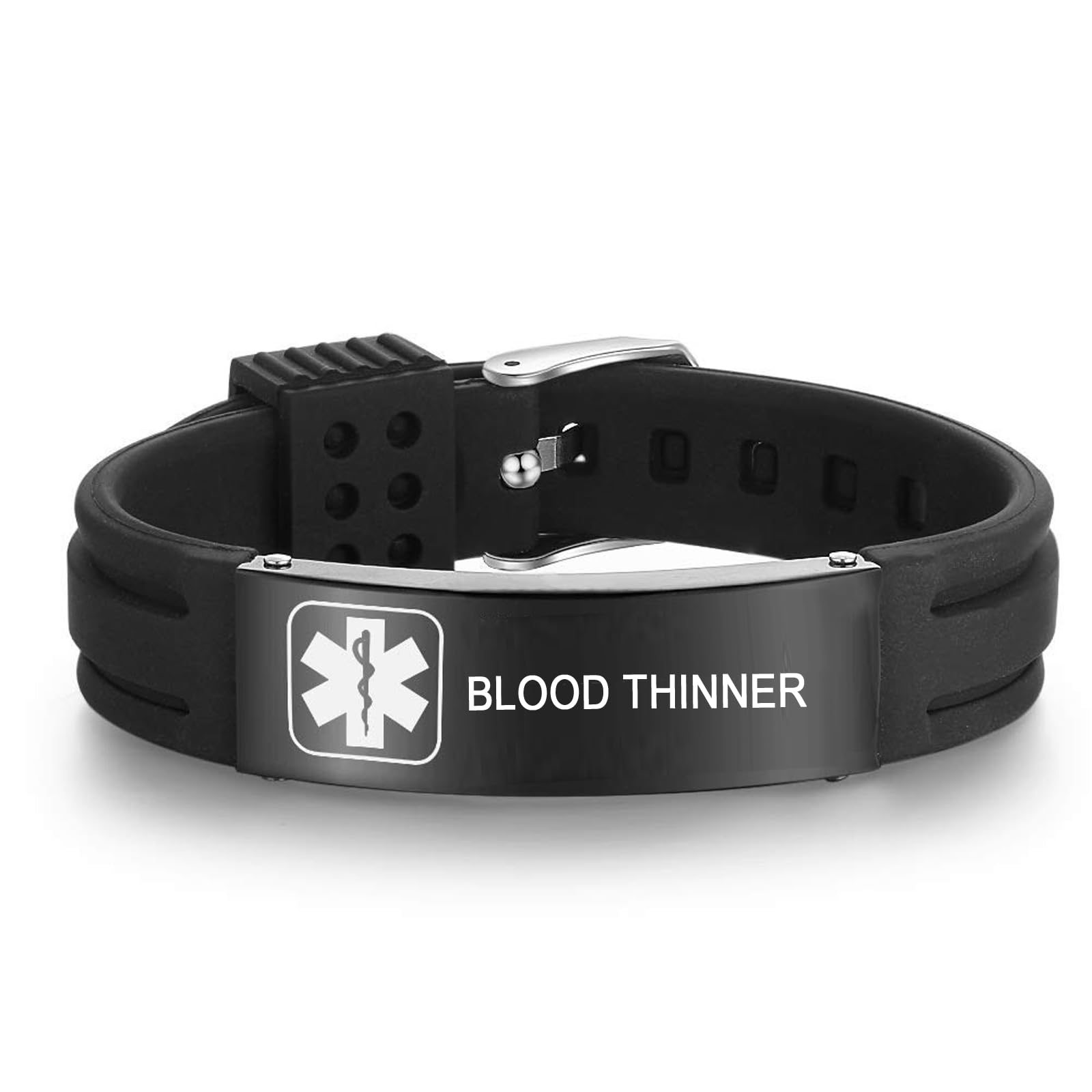 VNOX Medical Alert Bracelets for Men &amp; Women Kids with Free Engraving Adjustable Stainless Steel Mesh Emergency Medical ID Bracelets Wristband