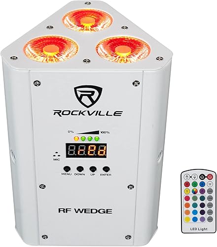 Miniatura 2 de 8 Rockville RF Wedge White RGBWA+UV Batería inalámbrica DMX Lights+Remotes+Mochila