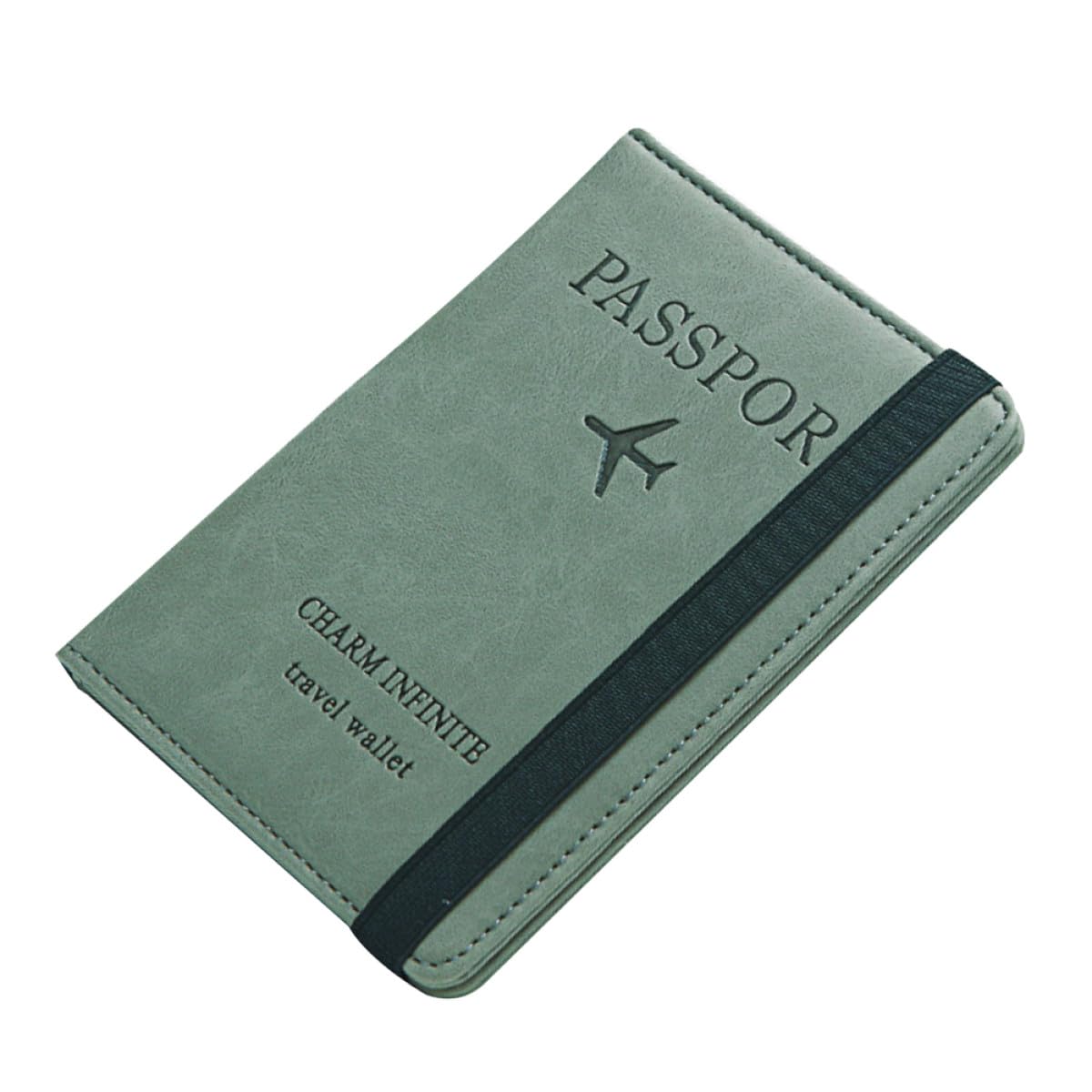 LIFKOME 3pezzi Portafoglio Rfid Per Passaporto Slim Pu Verde Borsa Multi-funzione Per Carte e Documenti Portafogli Per Donne e Ragazze Con Doppia Zip Design Pratico e Compatto Per Ufficio