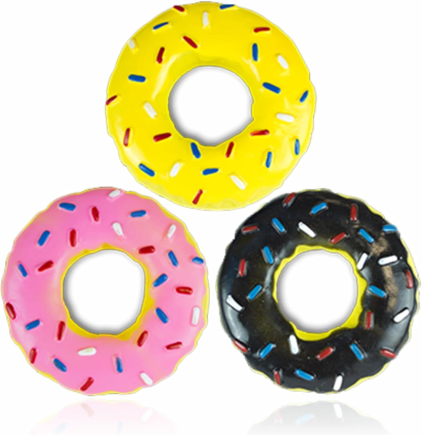 Doughnut Dog Toy Plastic Squeaky Doughnut Shape Plush Chew Puppy Toy