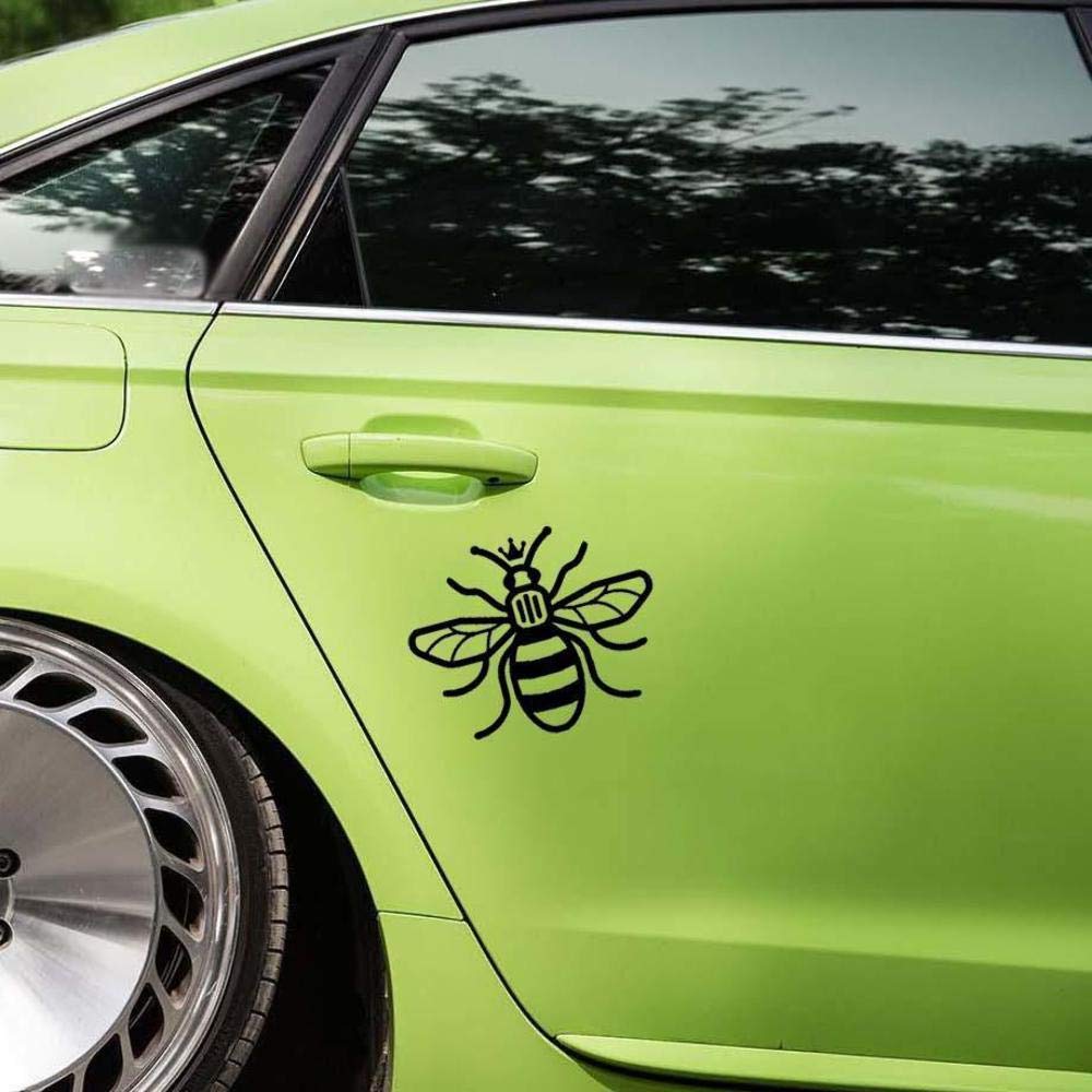 Handmade By Stukk Black Stukk Stickers Bee Crown Queen Honey Bee Fun Window Bumper Sticker Vinyl Decal 15Cm X 11.9Cm,