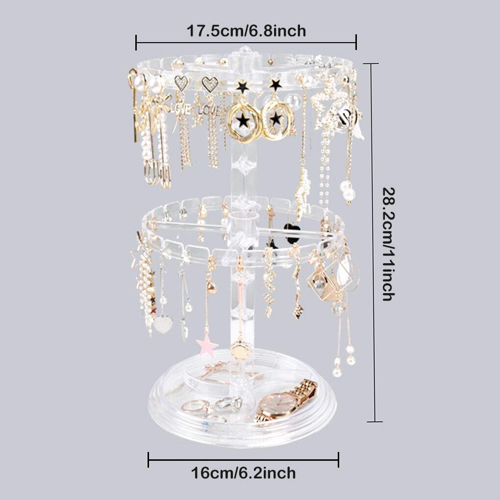 Rolin Roly Transparent Rotating Earring Hanger Stud Earring Storage Organizer Jewelry Holder Display Stand Large Earring Storage Organizer - Image 2