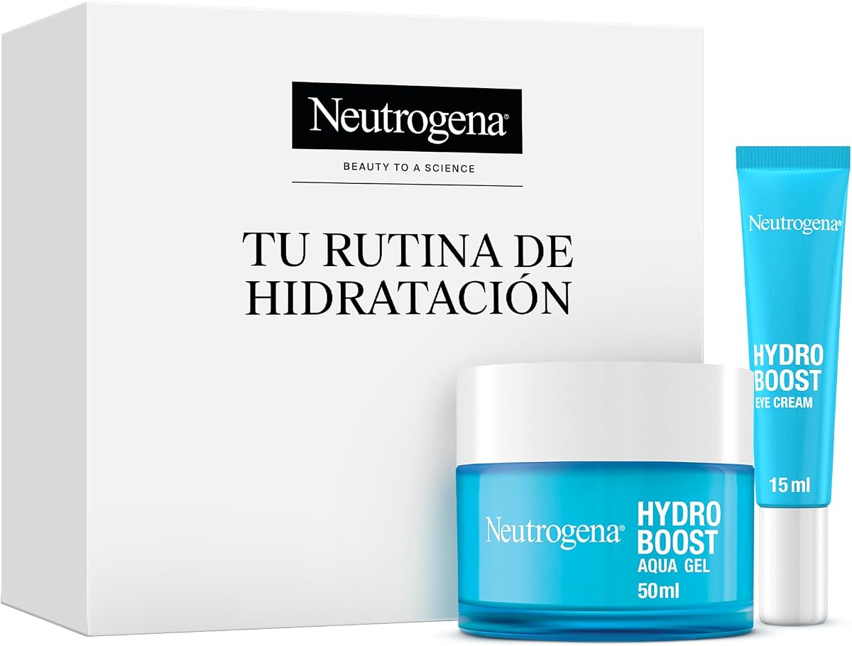 Neutrogena Rutine Hydro Boost Hydrating Facial Water Gel (50ml) and Eye Contour (15ml) Gift Set for 24h Intense Hydration with Hyaluronic Acid