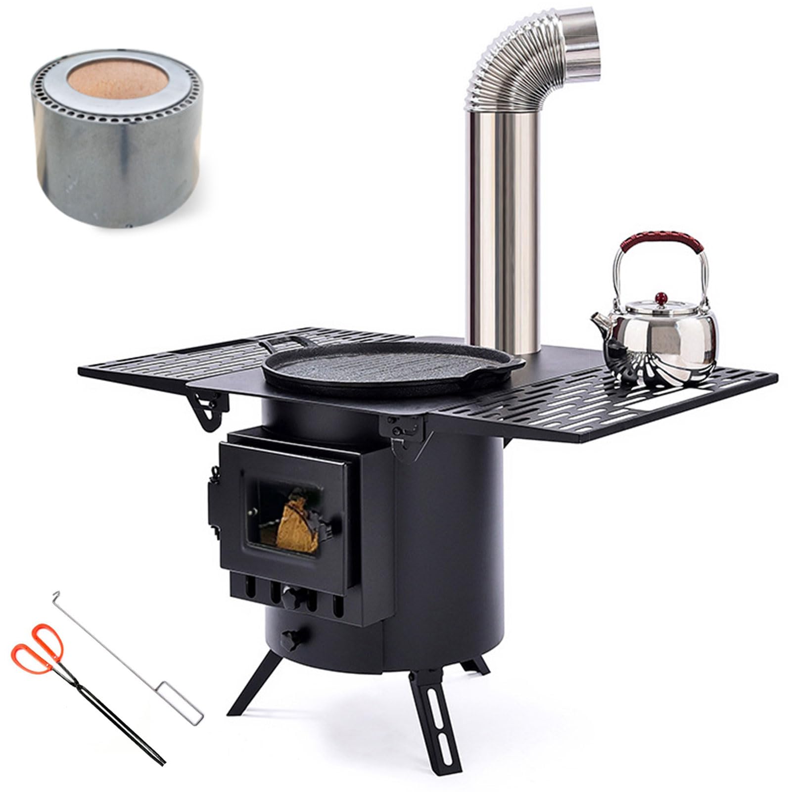 Poêle à bois de cuisine avec cheminée inox pour le barbecue extérieur