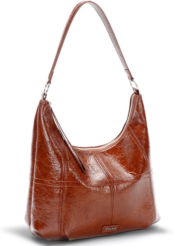 Women’s Large Capacity Leather Tote Bag, Soft Hobo Shoulder Bag with Top Handle
