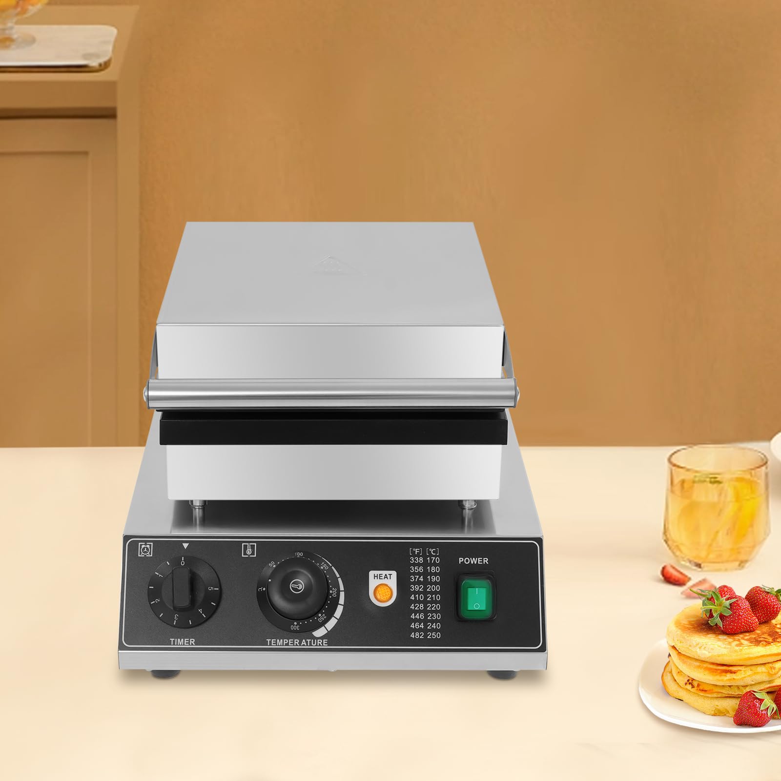 Gofrera de 2 rejillas, gofrera, gofrera, gofrera, paninigrill, máquina de gofres comercial, gofres, dos gofres al mismo tiempo, parrilla eléctrica, rectangular, antiadherente, para sándwiches de