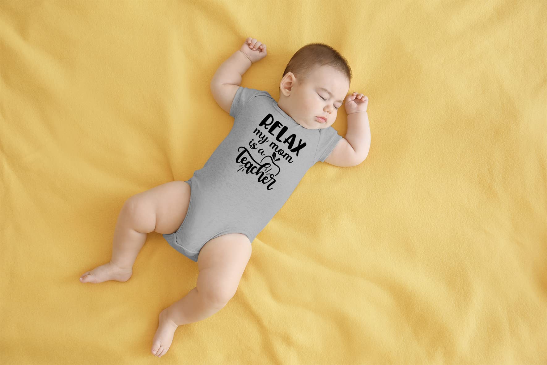 Relax My Mom Is A Teacher Baby Bodysuit Funny Cute Infant Clothes Outfit Newborn Boys Girls